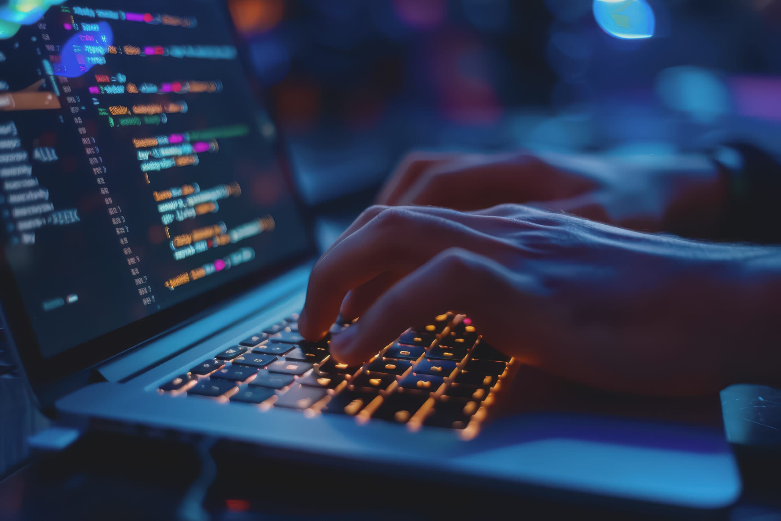 Desenvolvedor escrevendo código na Fábrica de Software